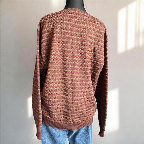 Lenor Romano Vintage Merino Wool Sweater Brown Rust Micro Stripe Knit Uruguay M - Picture 6 of 8